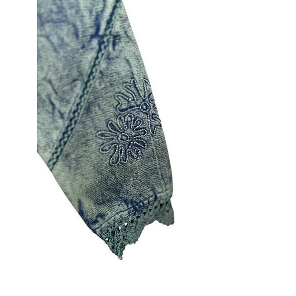 Vintage 90s Flashback Jacket Blue Embroidered Sequin Crochet Size Small Festival - Picture 4 of 8